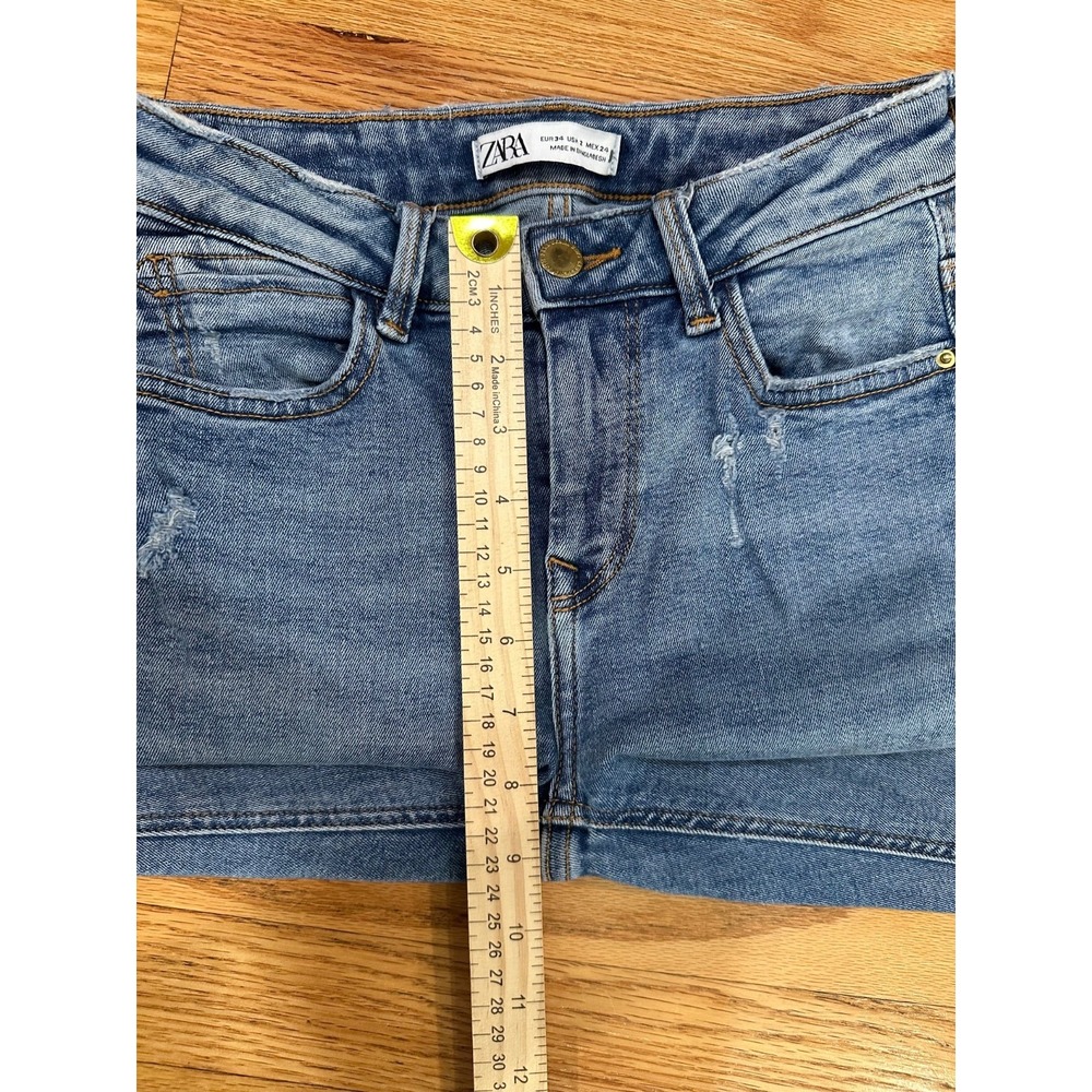 Zara Womens Sz US 2 EUR 34 Jeans Distressed Blue Medium Wash Denim‎ Mid Rise - Picture 7 of 10